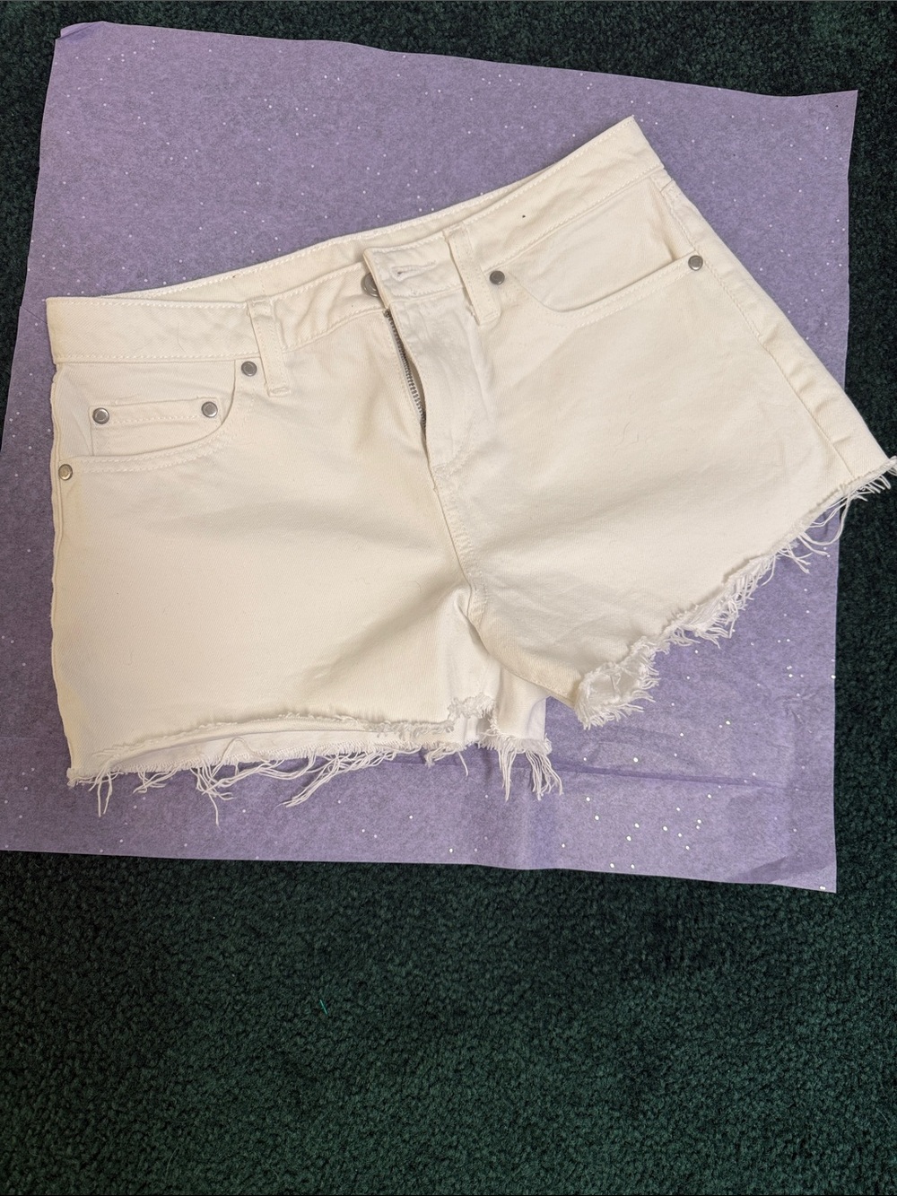 PINK Victoria's Secret whiteFrayed Hem Denim Shorts